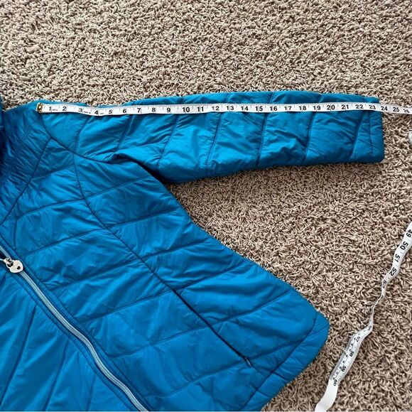 Guess Lightweight Puffer Jacket Coat Sky Blue Packable Travel SZ L - Picture 9 of 14